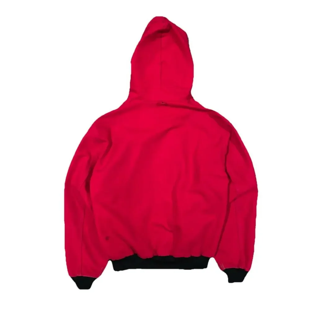 Vintage 90s Carhartt JR100 Red Hooded Thermal Canvas Duck Jacket Men’s Large - Picture 10 of 16